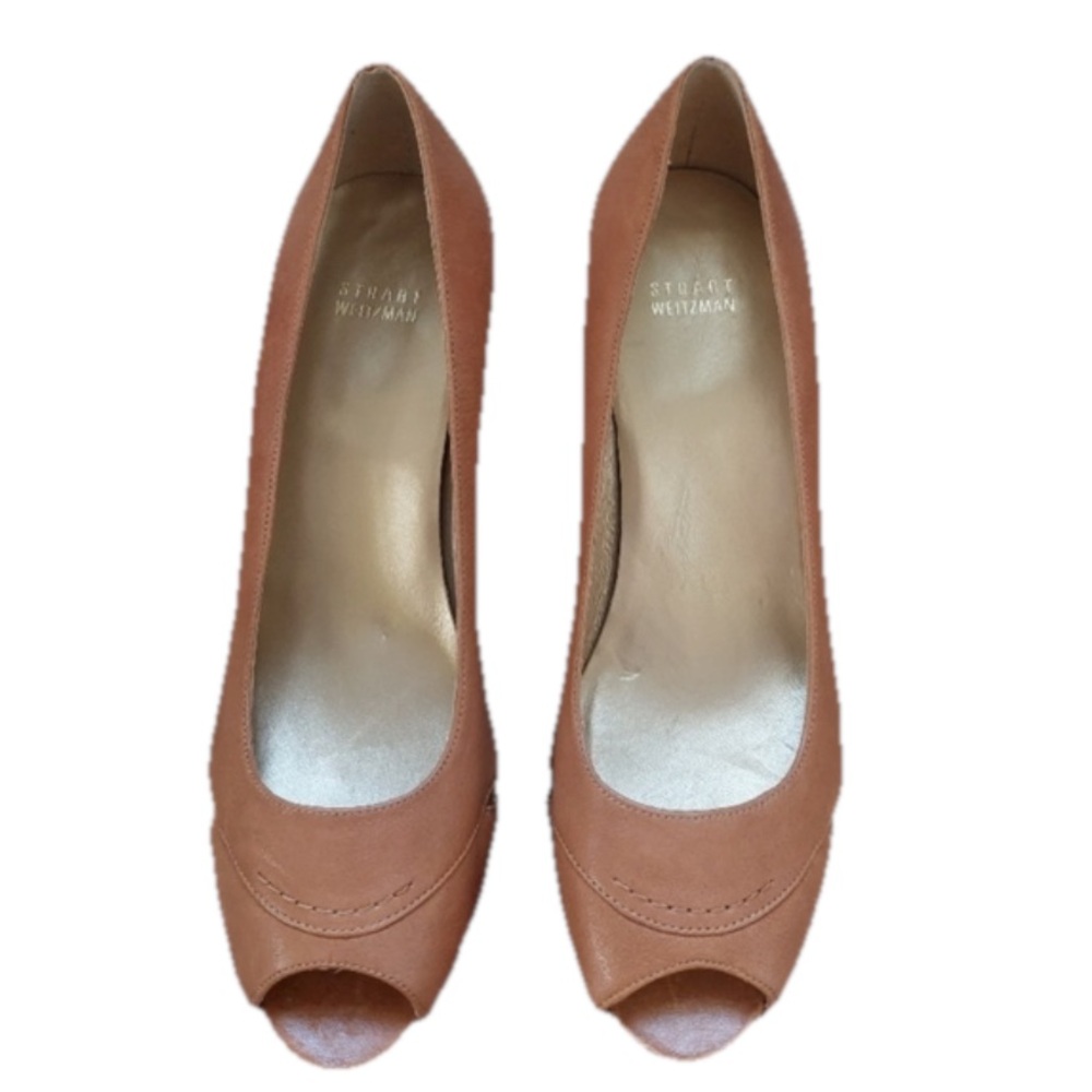 Stuart Weitzman Tan Peep Toe leather 
Pumps Women Sz 7